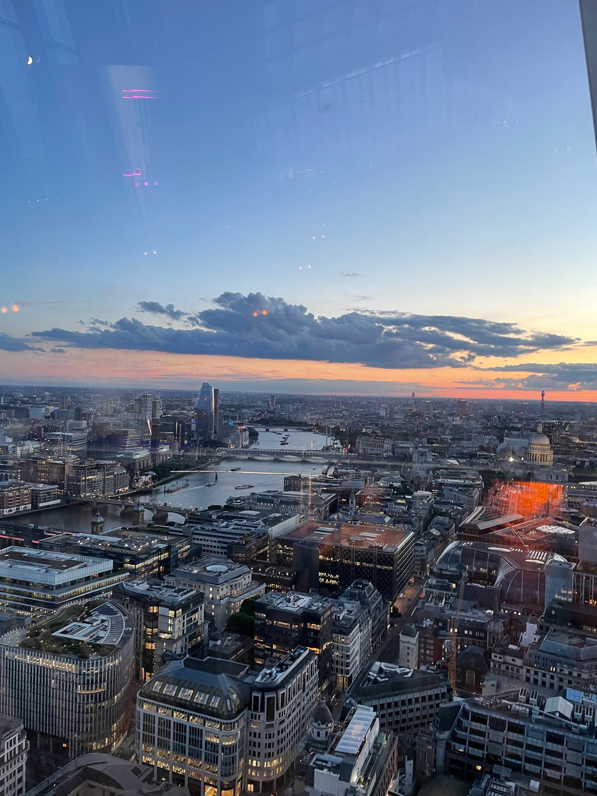 Views from a rooftop restaurant 